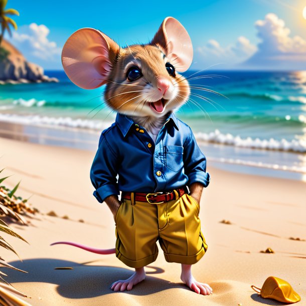 Picture of a mouse in a trousers on the beach