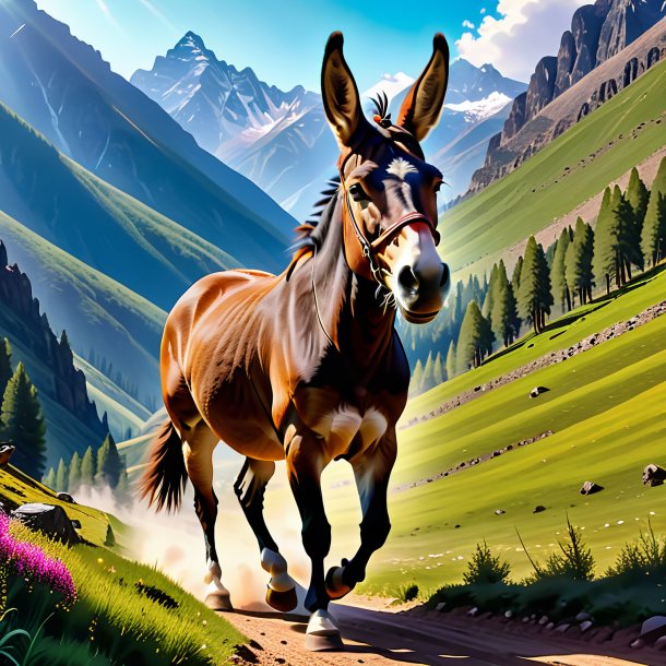 Picture of a dancing of a mule in the mountains