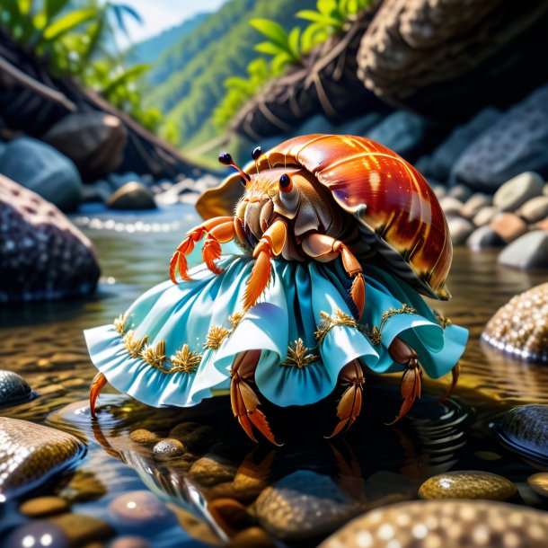 Pic of a hermit crab in a dress in the river