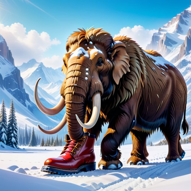 Foto de un mamut en los zapatos en la nieve