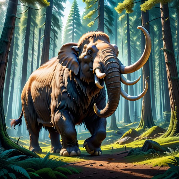 Pic of a playing of a mammoth in the forest