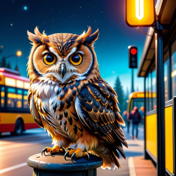 Picture of a smiling of a owl on the bus stop