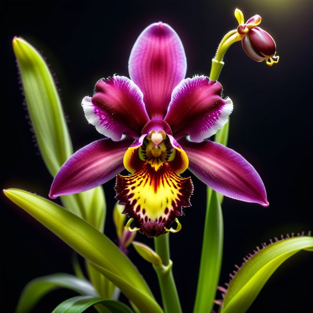 "depiction of a maroon ophrys, fly orchid"