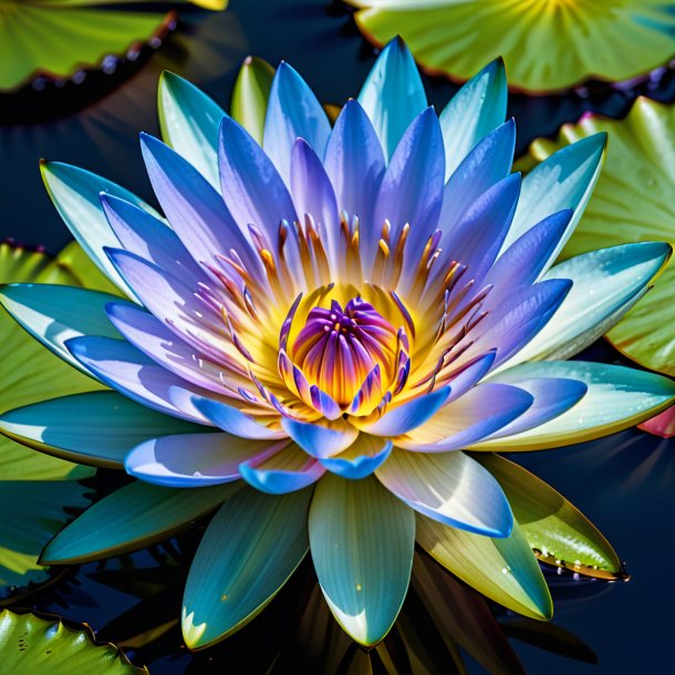 "picture of a azure water lily, peltated"