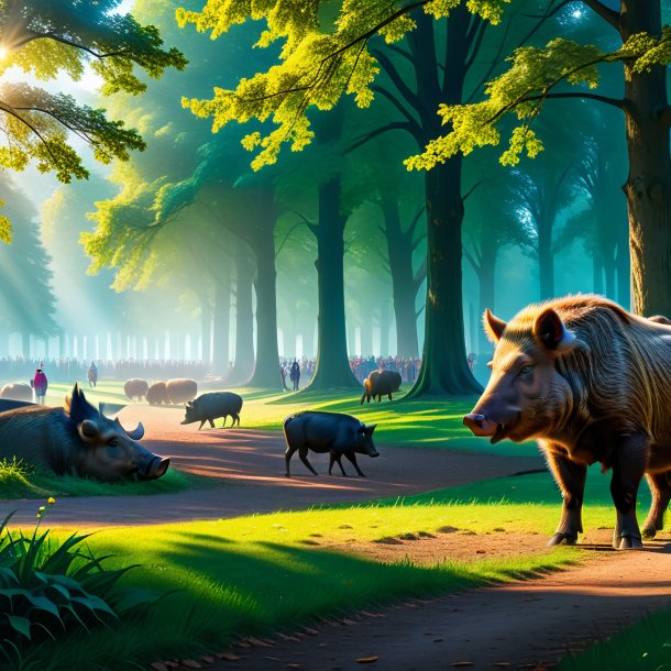 Image of a waiting of a boar in the park