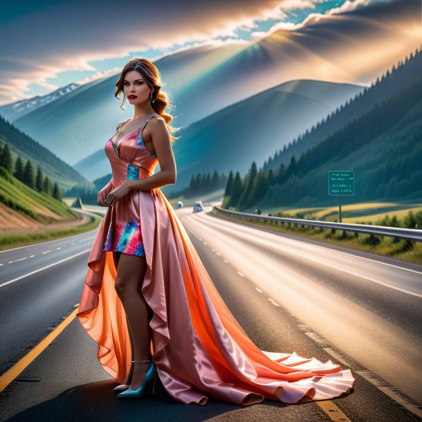 Photo of a salmon in a dress on the highway