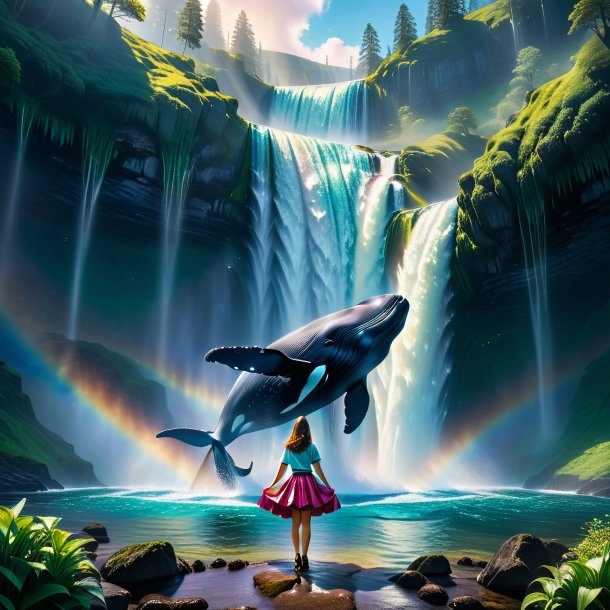 Pic of a whale in a skirt in the waterfall