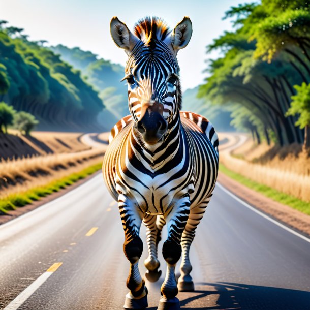 Foto de uma zebra em um cinto na estrada