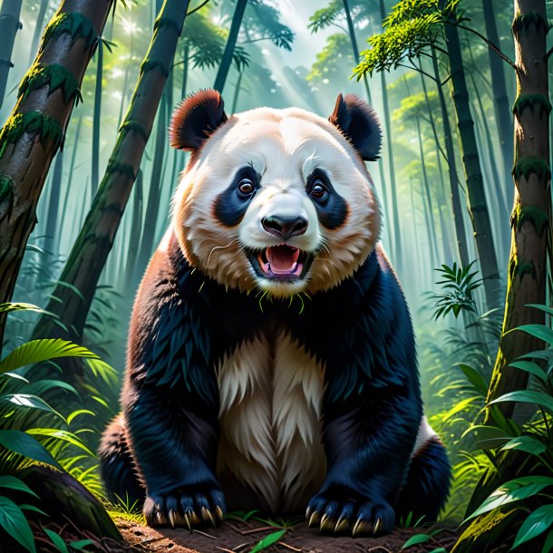 Pic of a threatening of a giant panda in the forest