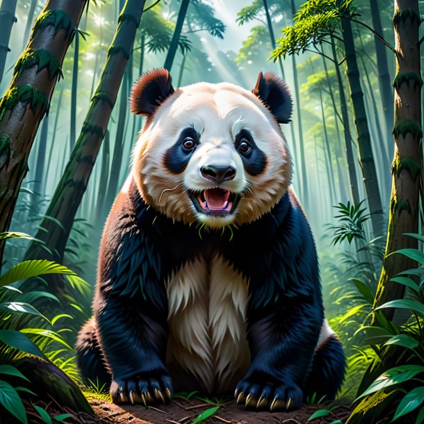 Foto de una amenaza de un panda gigante en el bosque