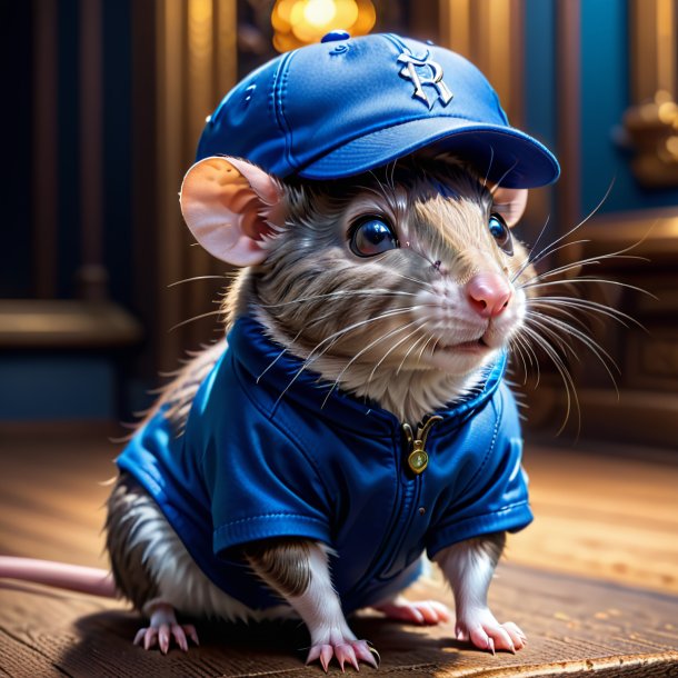 Picture of a rat in a blue cap