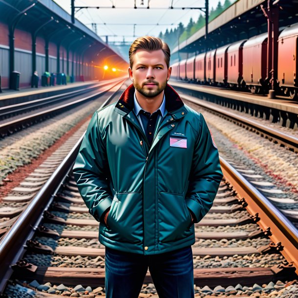 Pic of a salmon in a jacket on the railway tracks