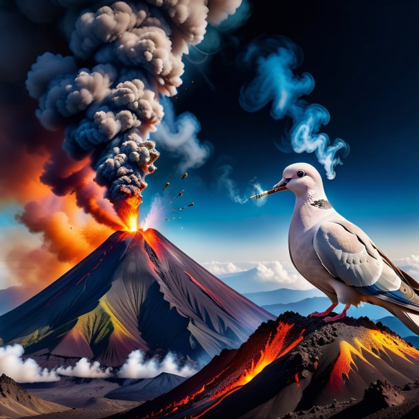 Photo of a smoking of a dove in the volcano