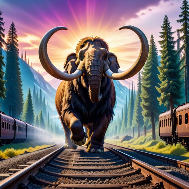 Foto de un baile de un mamut en las vías del tren