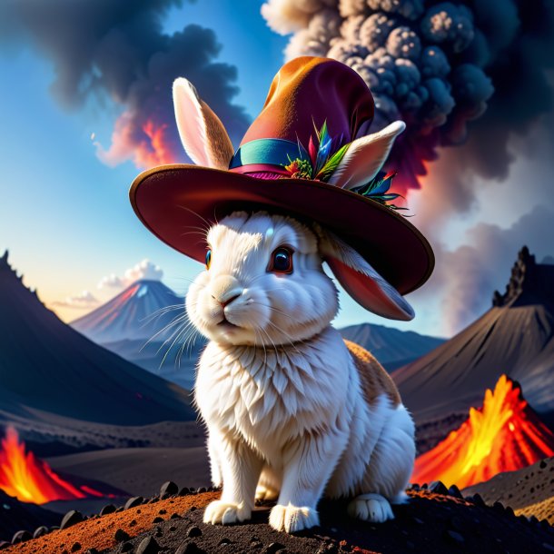 Pic of a rabbit in a hat in the volcano
