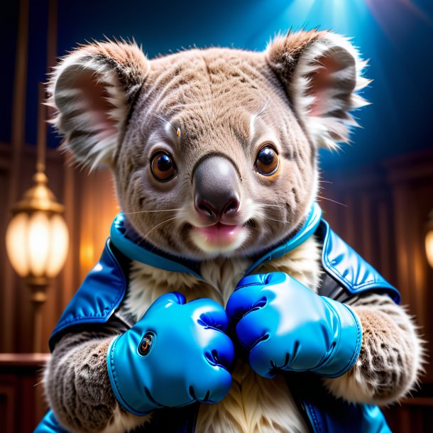 Image of a koala in a blue gloves