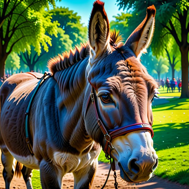 Photo of a crying of a donkey in the park