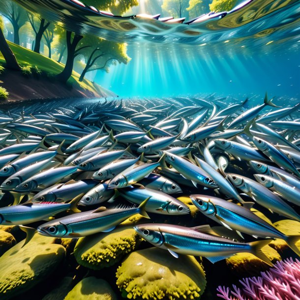 Picture of a swimming of a sardines in the park