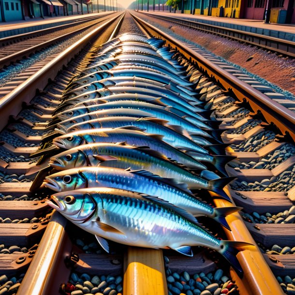 Imagem de um sono de uma sardinha nos trilhos ferroviários