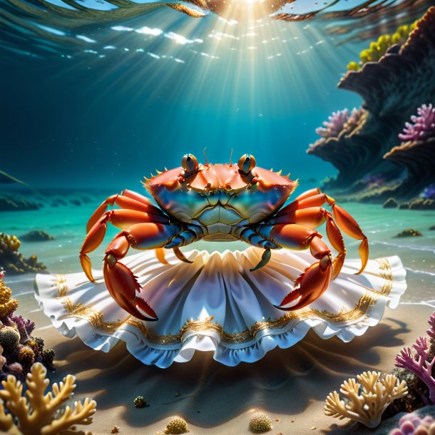 Picture of a crab in a dress in the sea