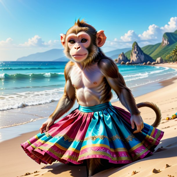 Dessin d'un singe dans une jupe sur la plage