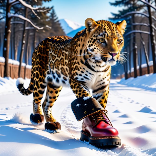Pic of a leopard in a shoes in the snow
