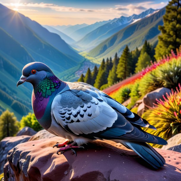 Photo of a sleeping of a pigeon in the mountains