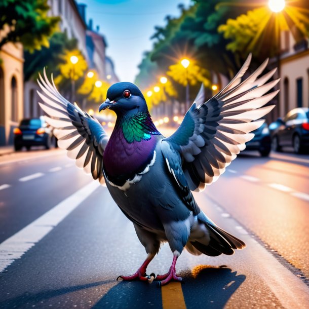 Uma dança de um pombo na estrada