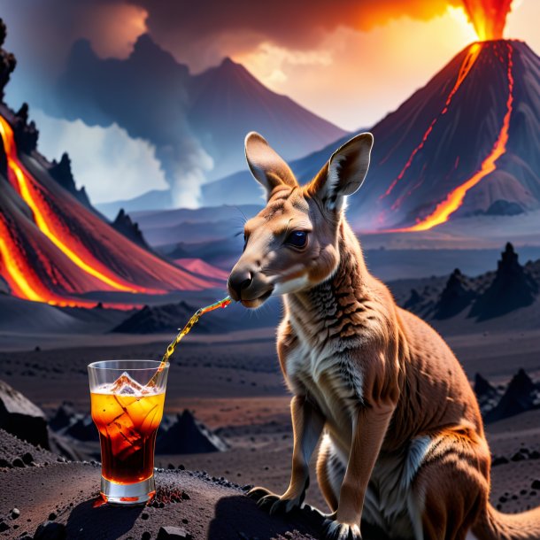 Pic of a drinking of a kangaroo in the volcano