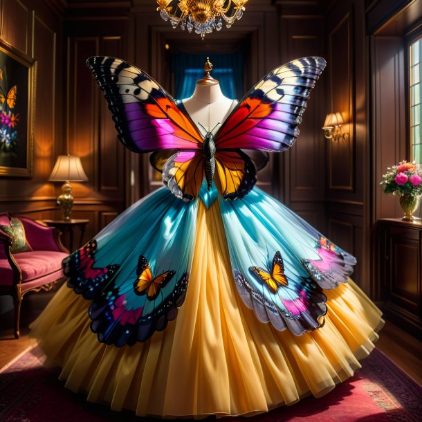 Photo of a butterfly in a dress in the house