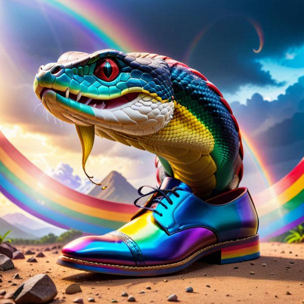 Pic of a king cobra in a shoes on the rainbow