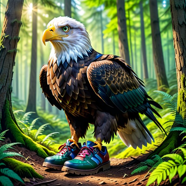 Image of a eagle in a shoes in the forest