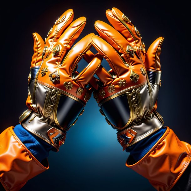 Photography of a orange gloves from metal