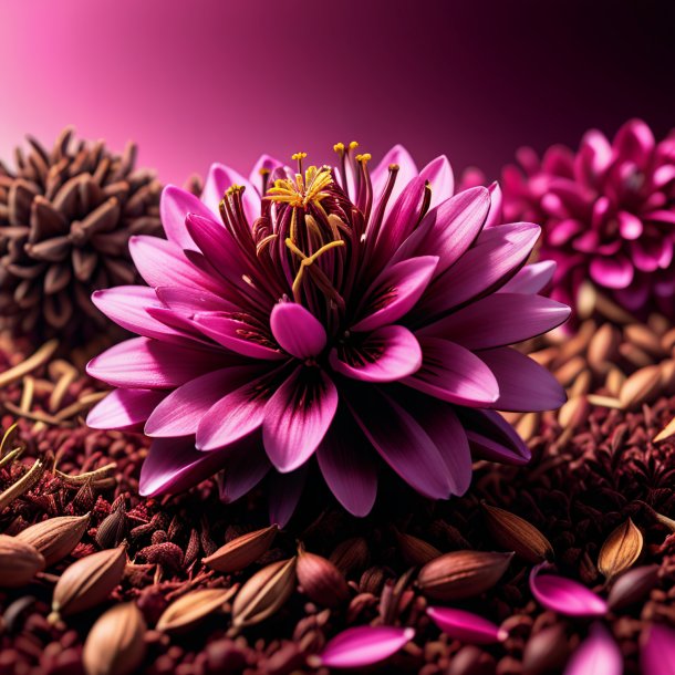 Illustration of a maroon clove pink