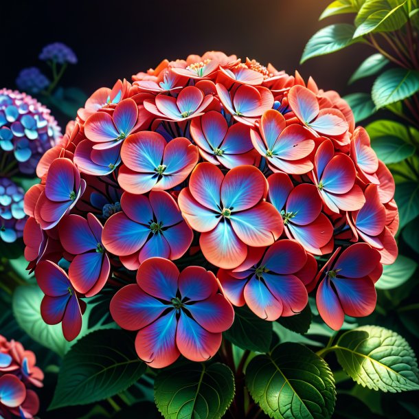 Illustration of a coral hortensia