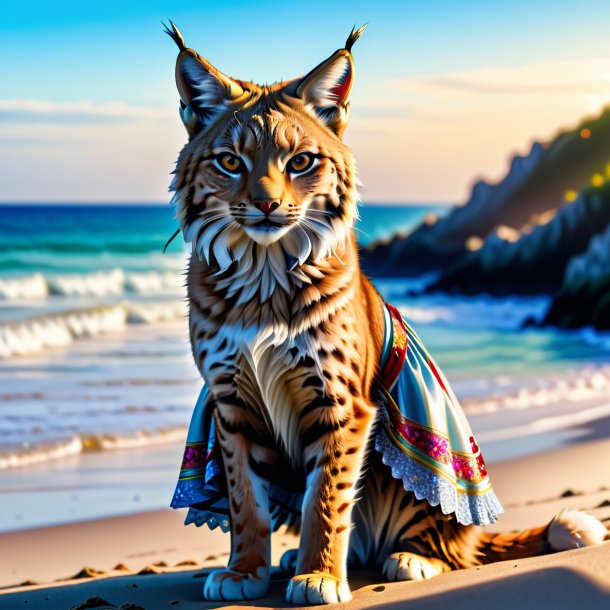 Imagem de um lince em uma saia na praia