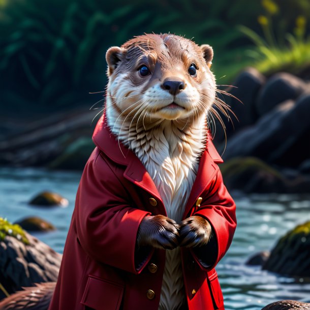 Image d'une loutre dans un manteau rouge