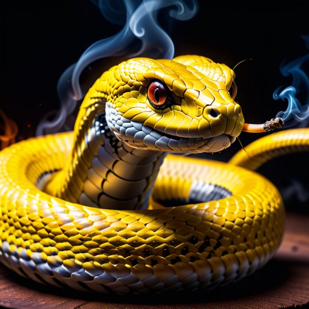 Foto de uma cobra fumando amarelo