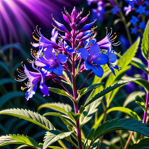"depiction of a blue willowherb, purple"