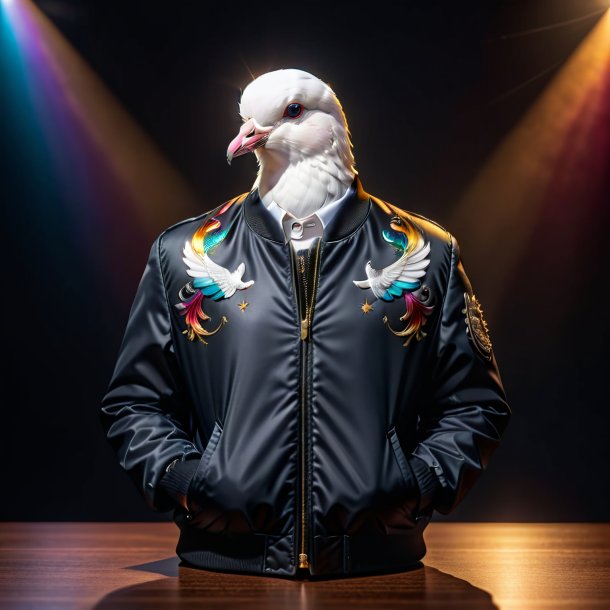 Picture of a dove in a black jacket