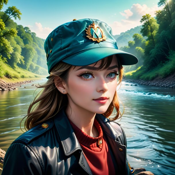 Illustration of a mol in a hat in the river