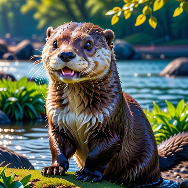 Photo of a playing of a otter in the park