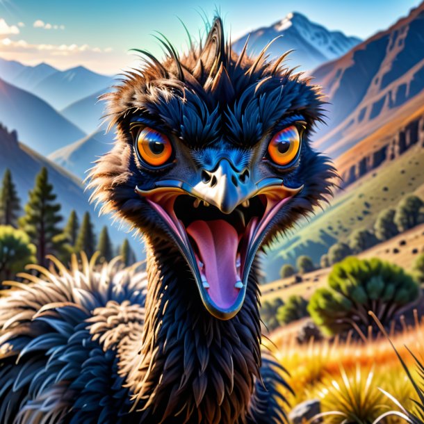 Picture of a angry of a emu in the mountains