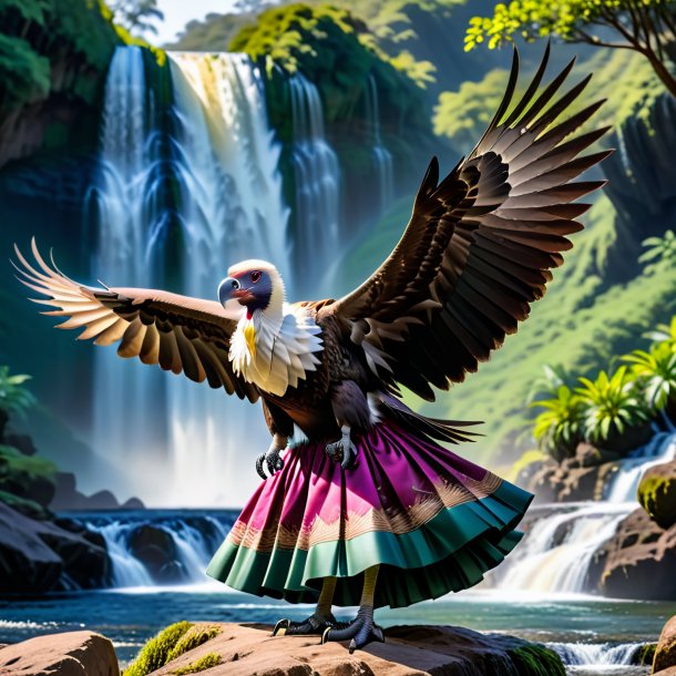 Pic of a vulture in a skirt in the waterfall