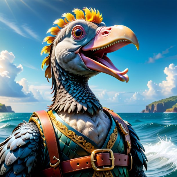 Image of a dodo in a belt in the sea