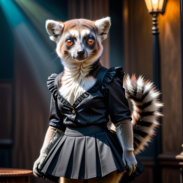 Photo of a lemur in a black skirt