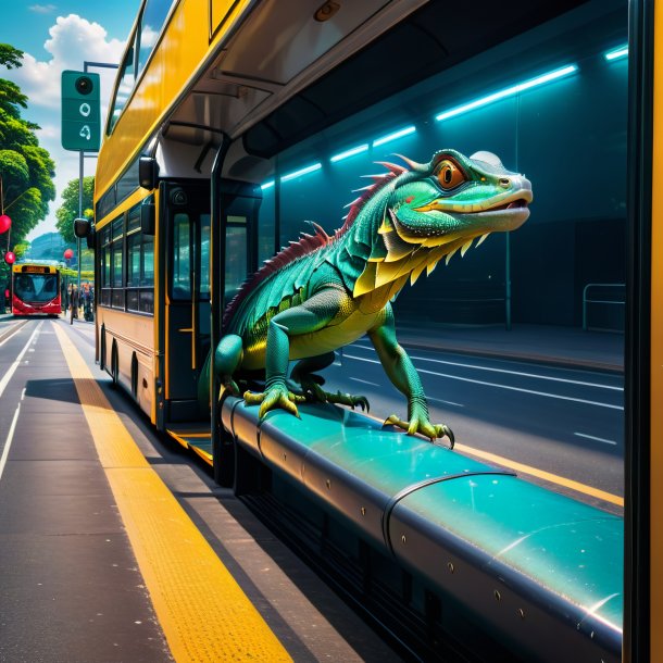 Imagem de uma natação de um basilisk na parada de ônibus