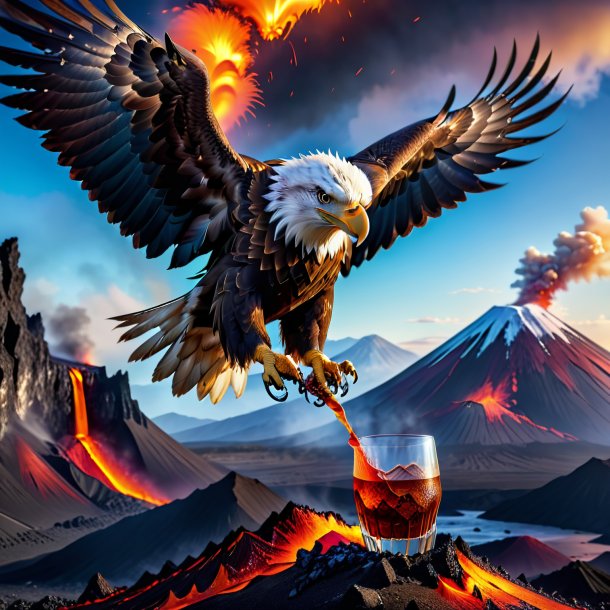 Pic of a drinking of a eagle in the volcano