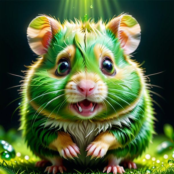 Image of a green crying hamster