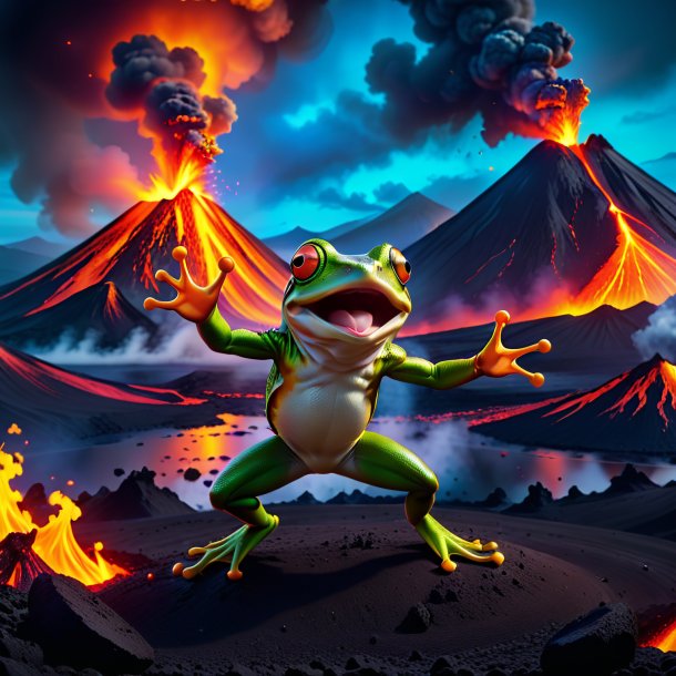 Image of a dancing of a frog in the volcano